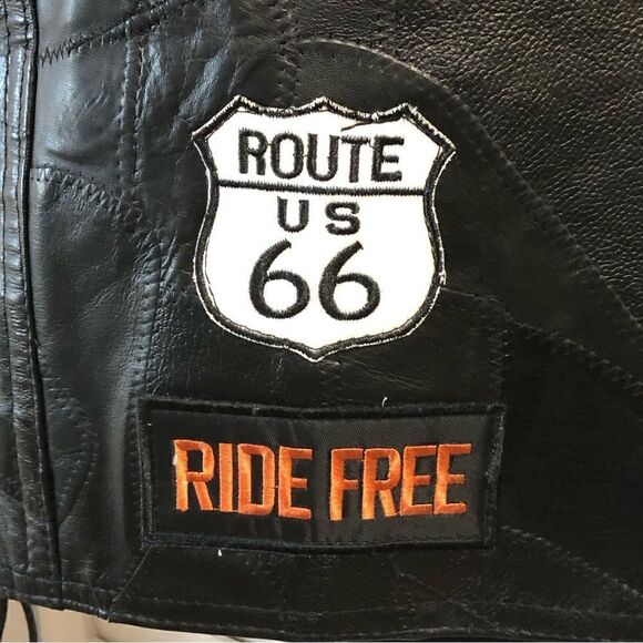 Diamond Plate Buffalo Leather Eagle Patch Biker Vest Large - Picture 5 of 9